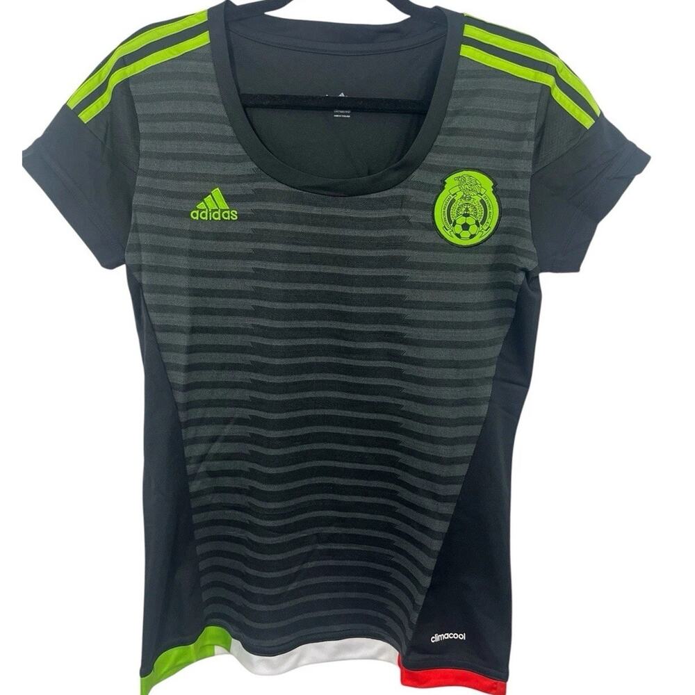 Adidas Mexico Soccer Jersey Black Womens Large Black Green Futbol Mexicana NWT